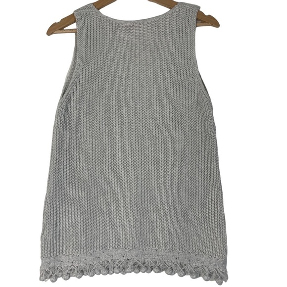- Lilly Pulitzer Silver Metallic Jaya Sweater Tank Fringe Pom-poms - Picture 4 of 6